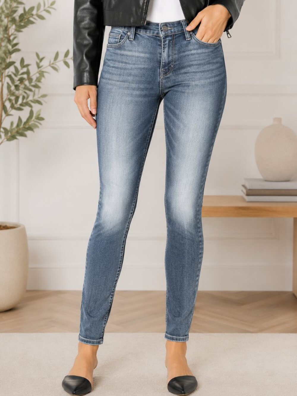 7 For All Mankind Roxanne Low-Rise Stretch Skinny Cotton Blue Jeans Y2K, Size 27